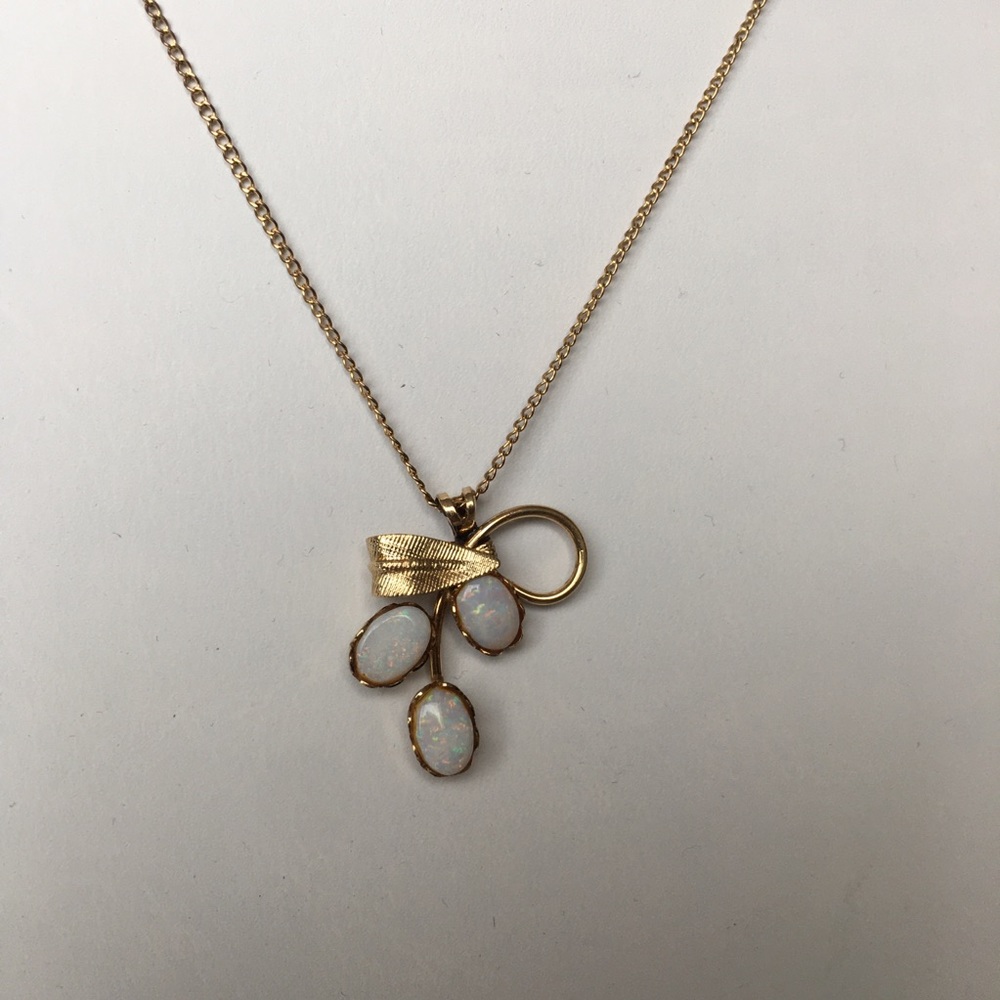 14K GF vintage opal necklace